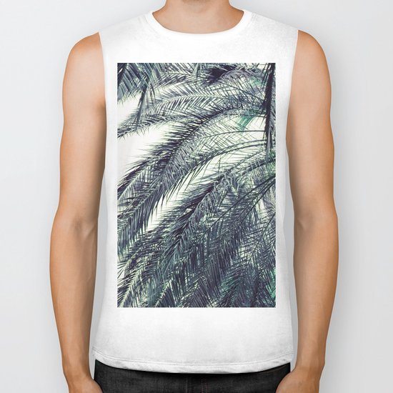 Teal Palm Tree Biker Tank