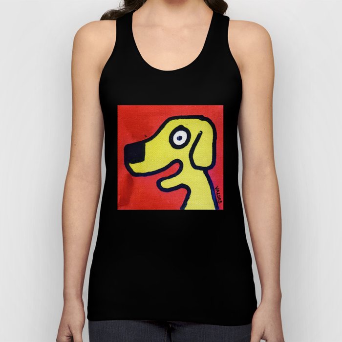 Dog on Red Tank Top