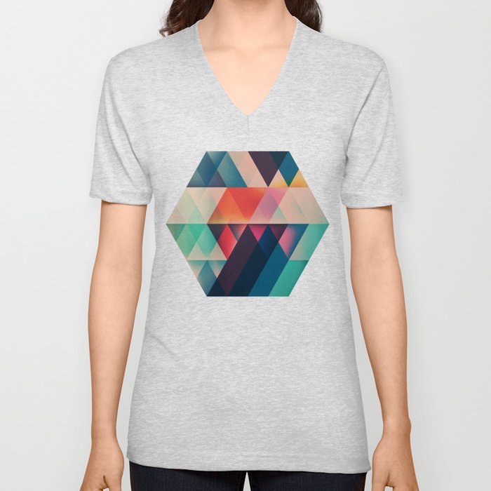 Geometric Abstract: jyst ynyff V Neck T Shirt