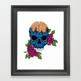 Skull with flowers Illustration Framed Art Print
