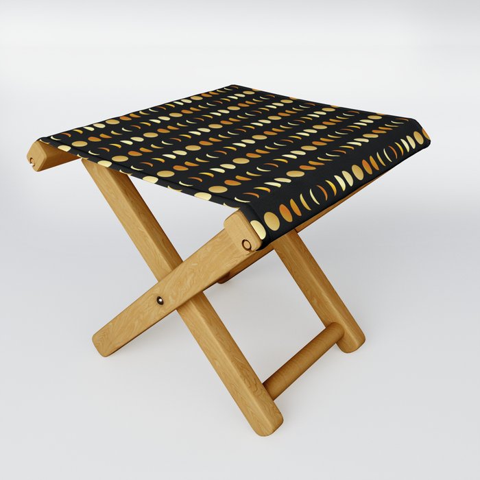 Celestial Moon phases in gold	 Folding Stool