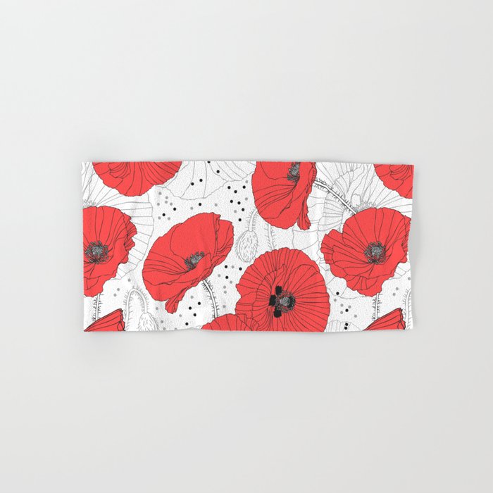 RED POPPIES Hand & Bath Towel