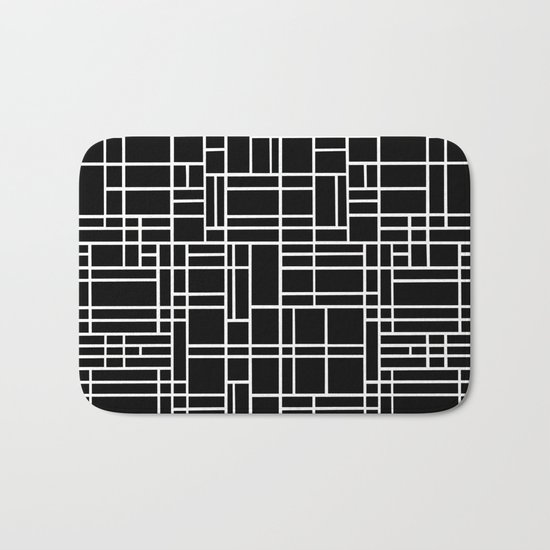 Map Outline White on Black Bath Mat