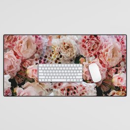 Romantic pink rose overlay cyber Metaverse pattern Desk Mat