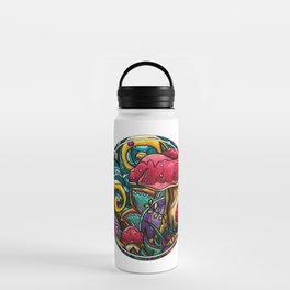Bright abstract Amanita painting, psychedelic mushroom Water Bottle