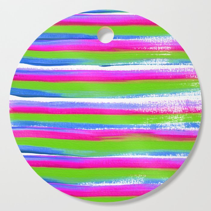 Artistic Brush Strokes in 80s Inspired Colors of Hot Pink Green Blue and Purple Cutting Board