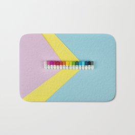 Happy little rainbow pills Bath Mat | Digital, Happy, Color, Pop Art, Emoji, Pills, Blue, Photo, Colorful, Pink 