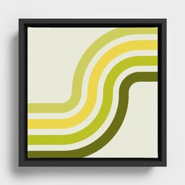 Retro Swirl Citrus Yellow Lime Green Framed Canvas