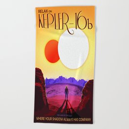 Vintage poster - Kepler-16b Beach Towel