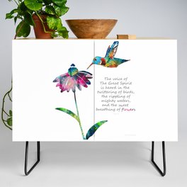 Colorful Floral Hummingbird Art - Flowers Breath Credenza