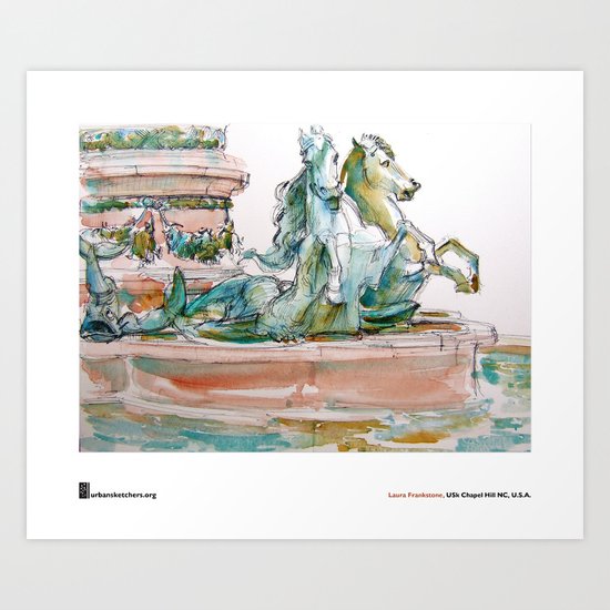 Laura Frankstone, "Fontaine de l'Observatoire, Paris" Art Print