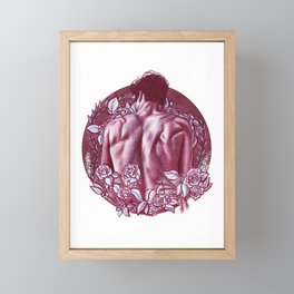 Shirtless gu with flowers background Framed Mini Art Print
