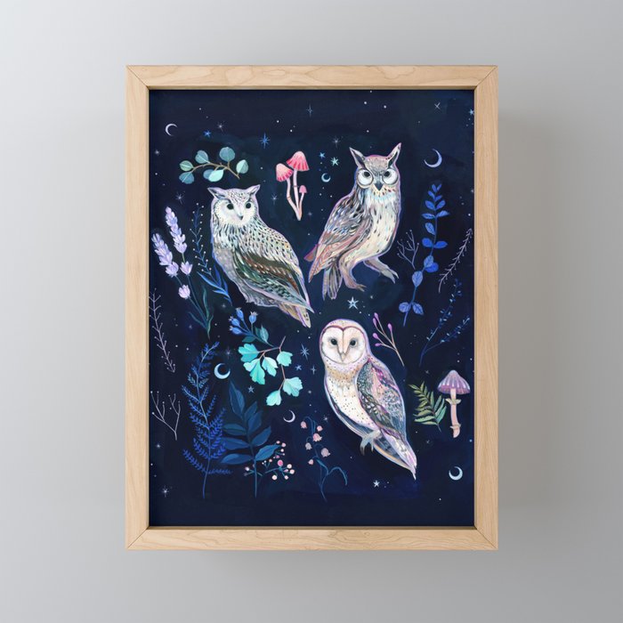 Night Owls Framed Mini Art Print