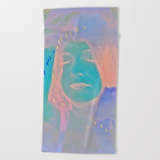 Kiss me just once again and I'll be on my way Beach Towel