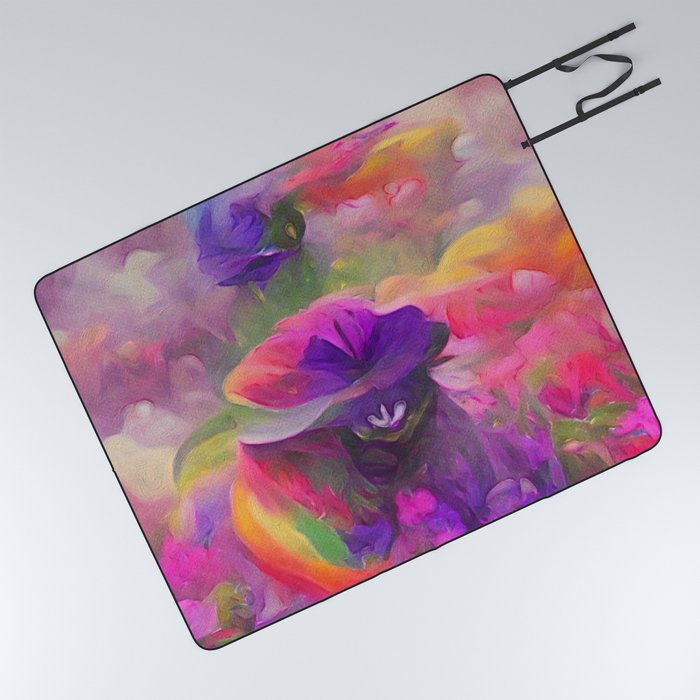 Rainbow Petunias Picnic Blanket