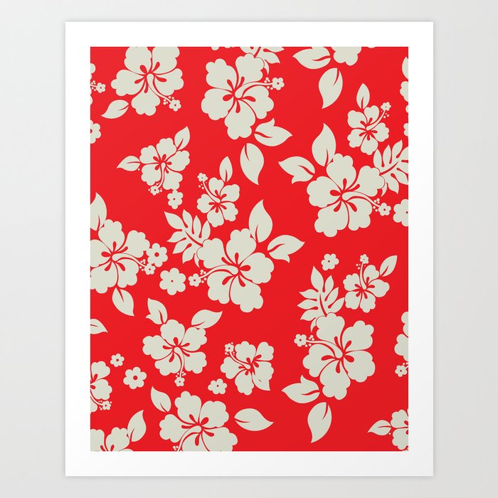 Hibiscus Flower Pattern Art Print