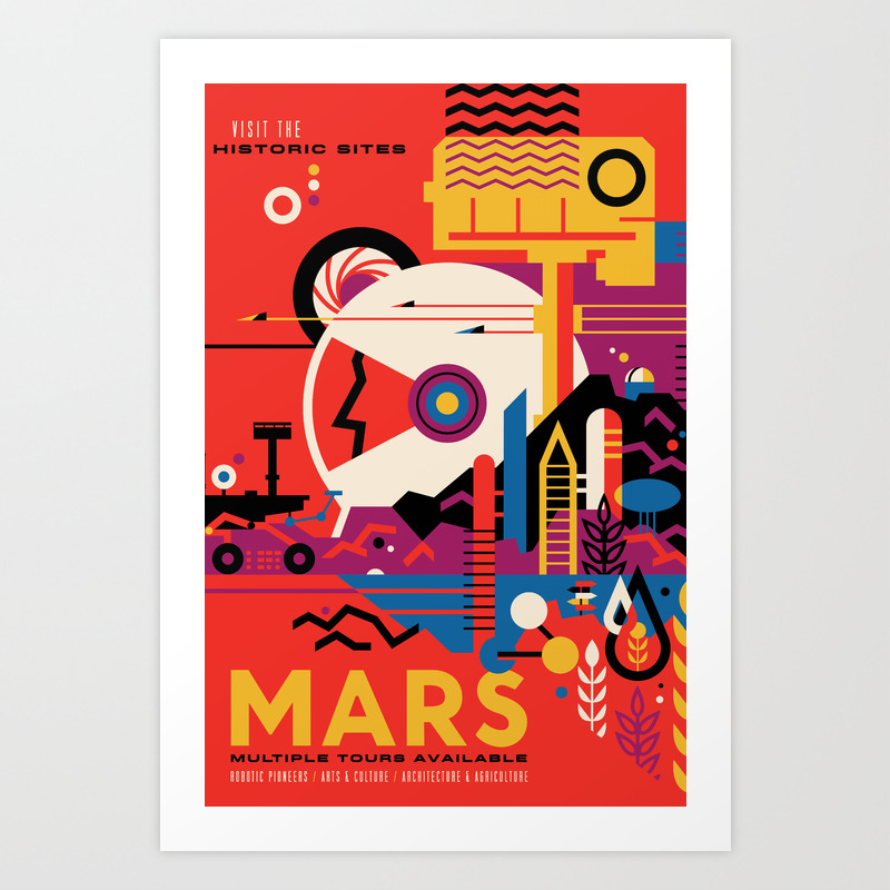 Nasa Retro Space Travel Poster 9 Mars Art Print By Vintage Wall Art Society6
