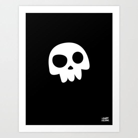 Skull Head logo with Three Teeth | Bones, white, pirates, symbolism, mortality, death, Halloween Art Print