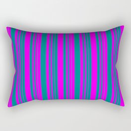 [ Thumbnail: Teal and Fuchsia Colored Pattern of Stripes Rectangular Pillow ]