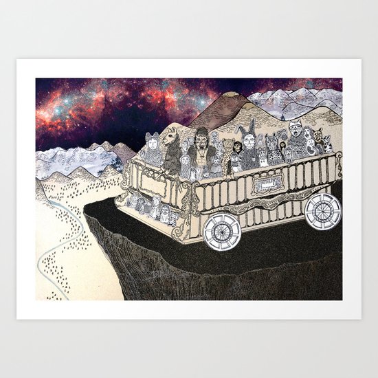 Animals on a Wagon Art Print