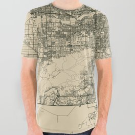 USA, Tempe - Vintage City Map All Over Graphic Tee