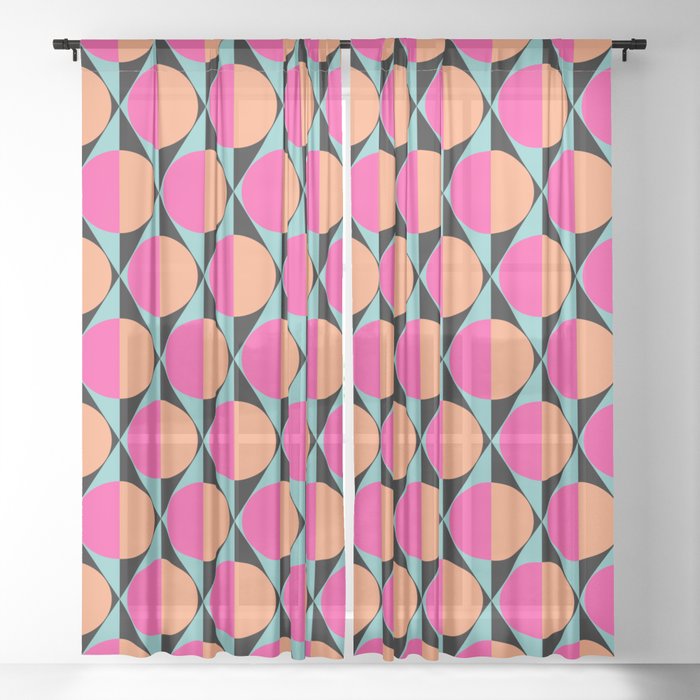 60s abstract pattern Sheer Curtain