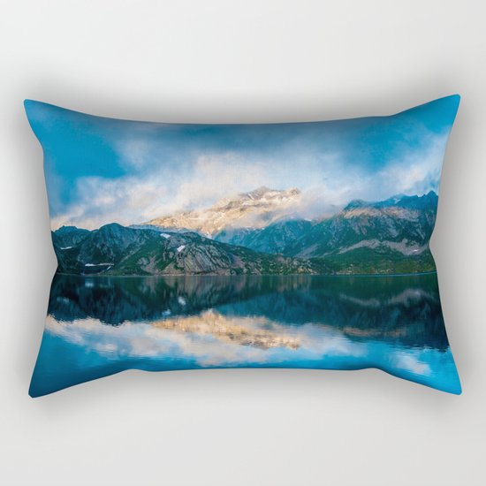 Blue lake reflections Rectangular Pillow