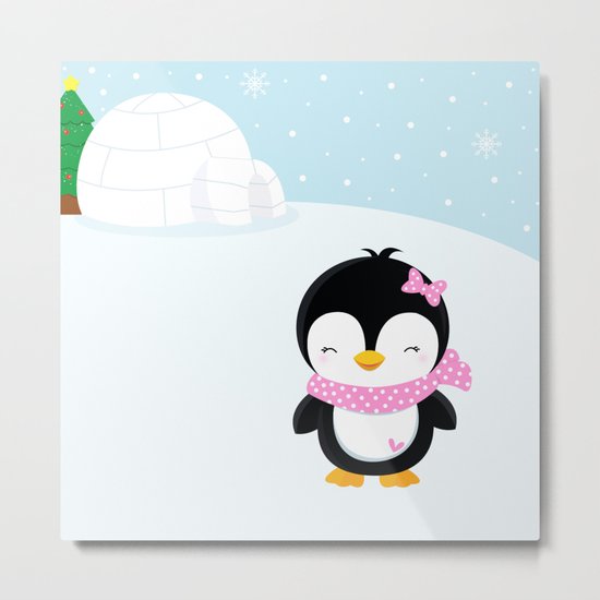 Cute penguin girl Metal Print