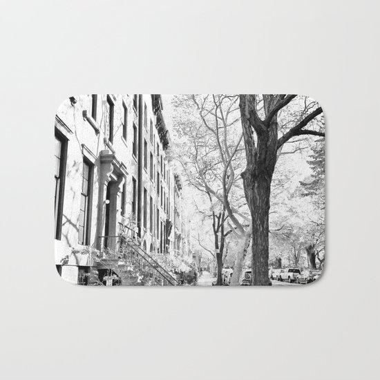 Cobble Hill Brooklyn Winter Black and White Brownstone Bath Mat