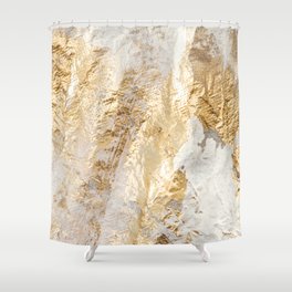 Modern White And Gold Brush Painted Background Texture, Unique Artistic Work Shower Curtain