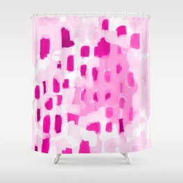 Zimta - pink abstract painting dots mark making canvas art decor Shower Curtain
