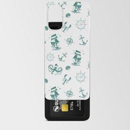 Green Blue Silhouettes Of Vintage Nautical Pattern Android Card Case