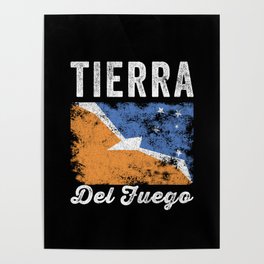 Tierra Del Fuego Flag Distressed Poster