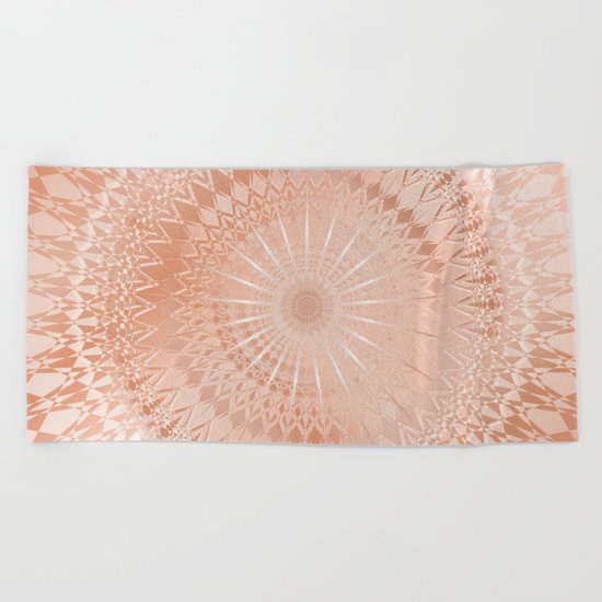 Rose Gold Geometric Mandala Beach Towel
