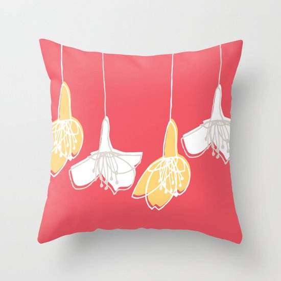 Cherry Blossom: Red Throw Pillow