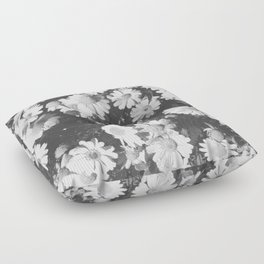 Black and White Flowers Floor Pillow