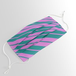 [ Thumbnail: Orchid & Teal Colored Lines Pattern Face Mask ]