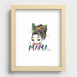 Spooky mama colorful messy bun glitter Recessed Framed Print