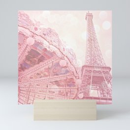 Paris Pink Eiffel Tower Carousel Mini Art Print