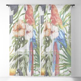 Parrot Pattern Sheer Curtain