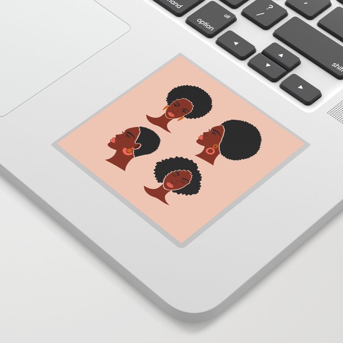 Beautiful four afro women in a flat art style. Sticker