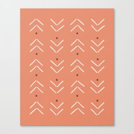 Arrow Lines Geometric Pattern 37 in Terracotta Brown Beige Canvas Print