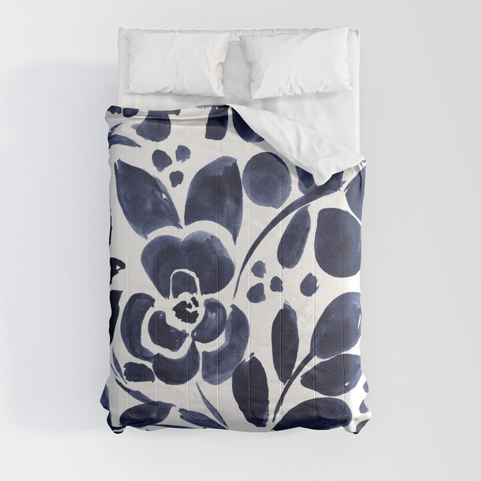 Navy Floral Comforter