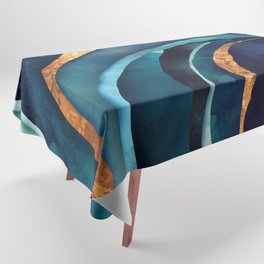 Abstract Blue with Gold Tablecloth