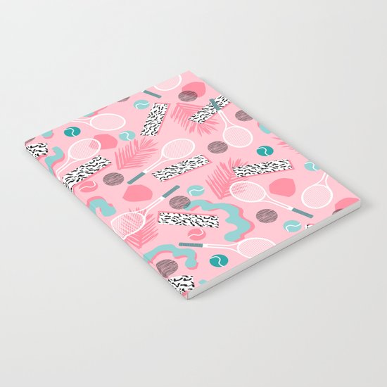 Playa' - memphis retro neon throwback 1980s tennis pattern squiggle pop art sport full court action Notebook