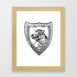 Vintage Retro Horse Shield Emblem Etching Framed Art Print