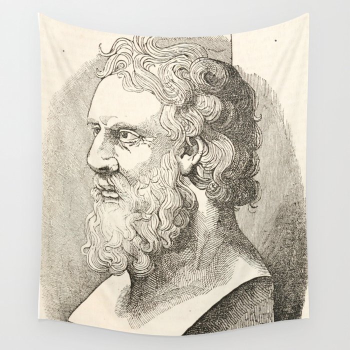 Vintage Plato The Philosopher Illustration Wall Tapestry