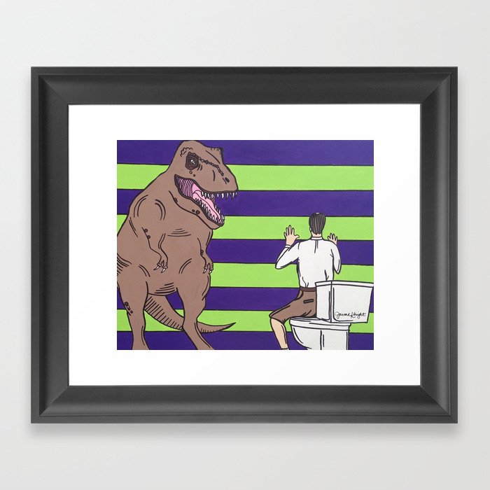 Jurassic Park "Died on the Shitter" Framed Art Print