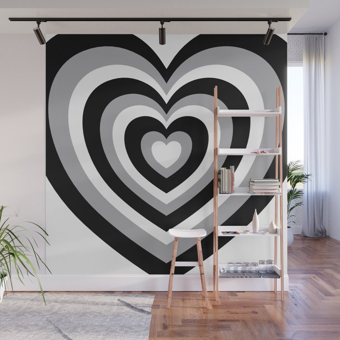 Society6 ケース Black Based White Heart Hypnotic Black & White Hearts Art Print by Simple Decor