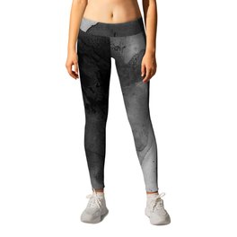 Black and Grey Abstract Watercolor Painting Monochrome Nebula 2 Leggings